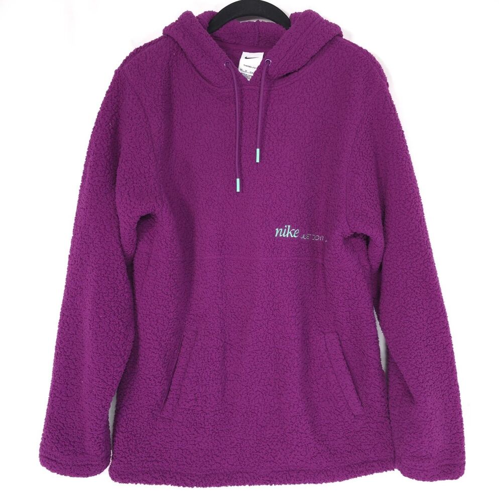 NIKE Women's Sweatshirt XS Purple‎ Pullover Hoodie Sherpa Therma-FIT DQ6236-503